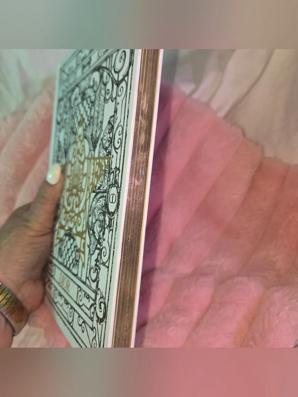 Dior White Hardcover Notebook with Gold Star and Black Filigree